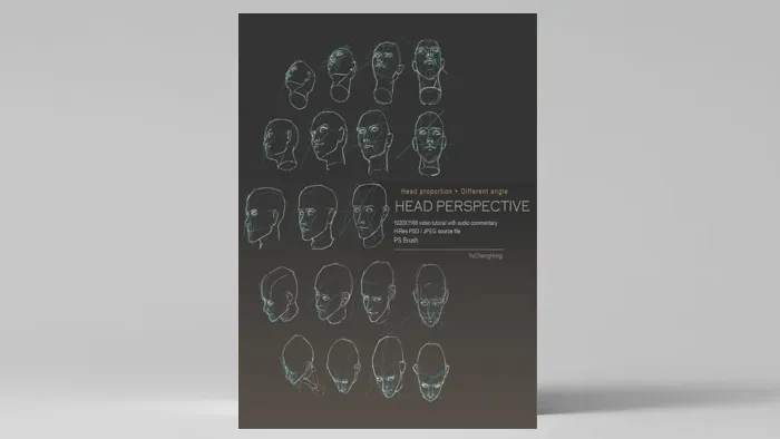 头部比例与角度绘画训练视频教程 Gumroad Head Perspective by Yu Cheng Hong