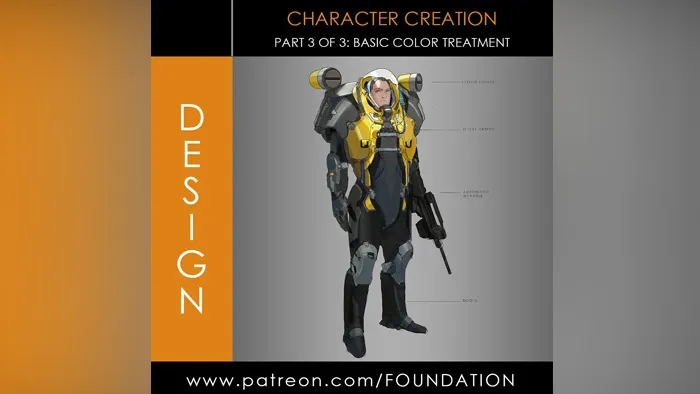 科幻战士手绘艺术插画视频教程 GUMROAD FOUNDATION PATREON DESIGN CHARACTER CREATION PART 1-3