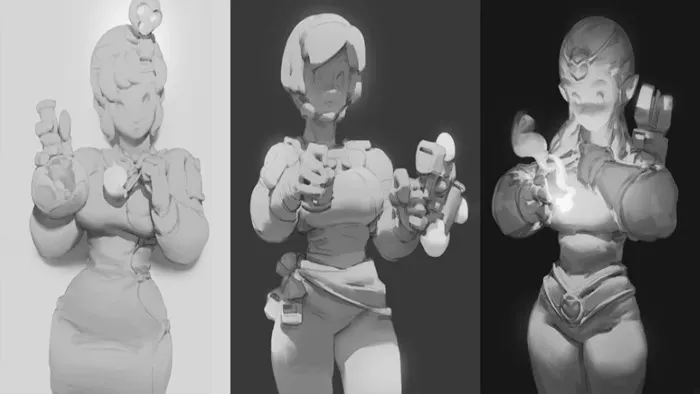 超精细游戏卡通女性线稿绘画流程视频教程 Gumroad Workflow by Nurzhan Bekkaliyev