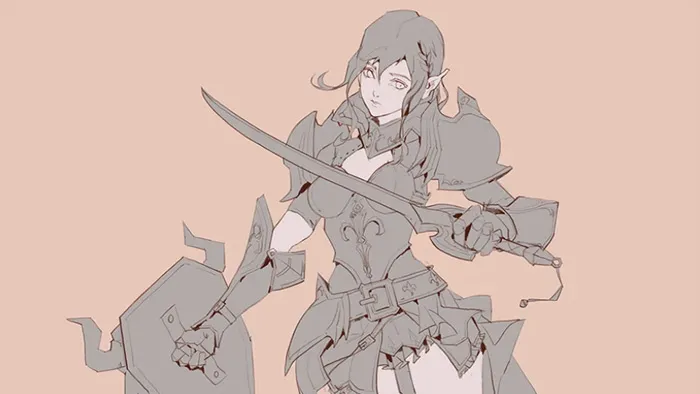 幻想女战士超精细线稿数字绘画实例训练视频教程