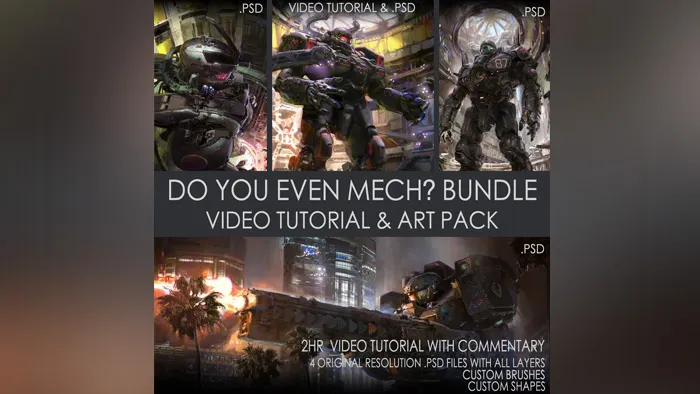 巨型机甲机械人概念设计数字绘画实例训练视频教程 Do you even Mech? BUNDLE