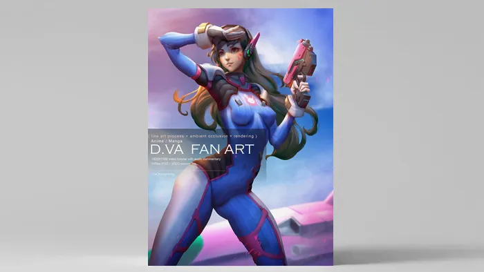 守望先锋游戏DVA同人角色手绘实例视频教程