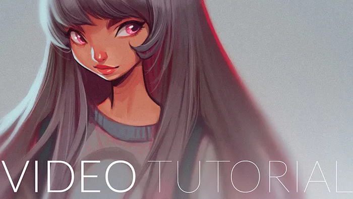 长发卡通女孩草图到全身像详细数字绘画视频教程