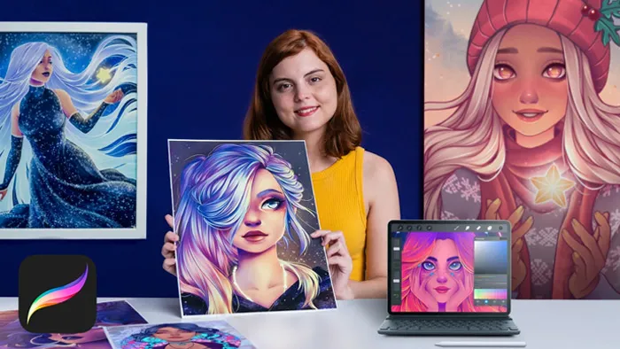 卡通女性人物肖像插画生动表情数字绘画视频教程 Female Character Portraits in Procreate