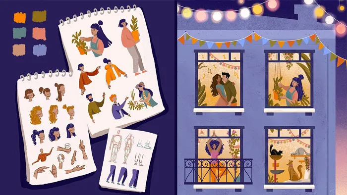 iPad中Procreate风格化角色设计插图视频教程 Drawing People in Procreate: Stylized Character Illustration for Beginners