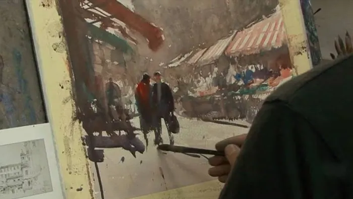 自然风景水彩画室外写生传统手绘视频教程