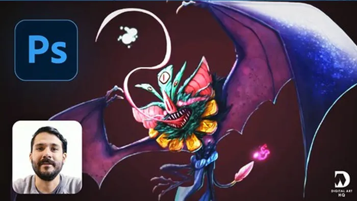 飞空蝙蝠怪兽概念设计角色数字绘画视频教程 Digital Ilustration with Photoshop