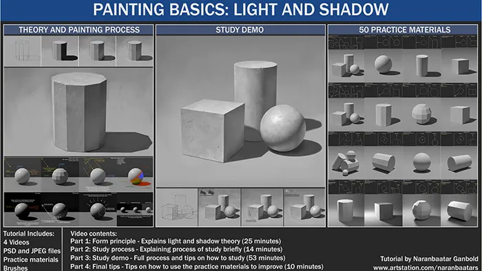 绘画基础知识训练之光和影视频教程 Painting Basics: Light and shadow