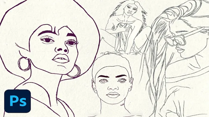 零基础PS人像草图数字绘画技巧视频教程 Sketching In Photoshop For Beginners with Kre8tive Pen