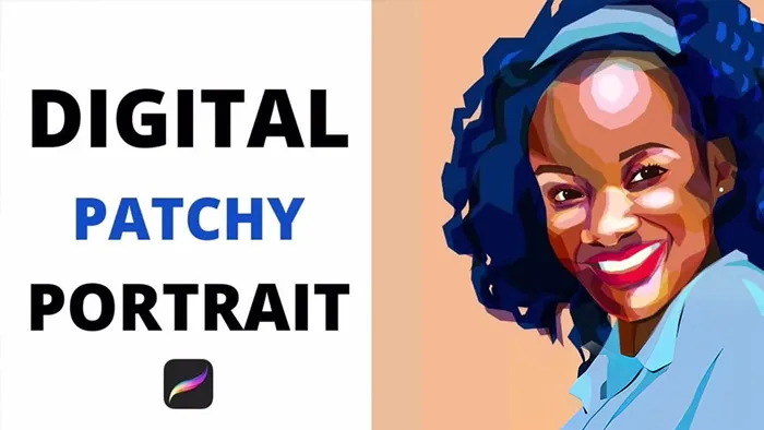 Procreate彩色补丁效果人像数字绘画工作流程教程 Digital Patchy Procreate