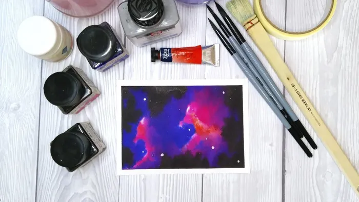 液体水彩效果简单梦幻星空系列传统手绘教程 Fun Colorful Galaxy with Watercolor: Learn to Paint with Liquid Watercolors
