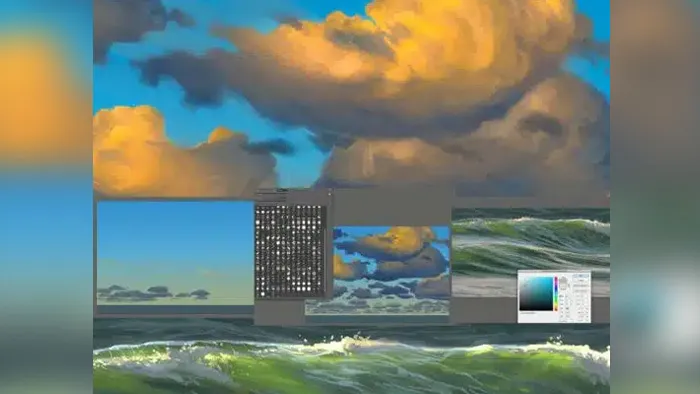 Arron艺术家云与水自然环境数字绘画视频教程