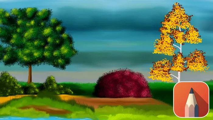 Autodesk Sketchbook创建卡通树木数字绘画视频教程 Autodesk Sketchbook Beginner Course-Foliage Digital Painting