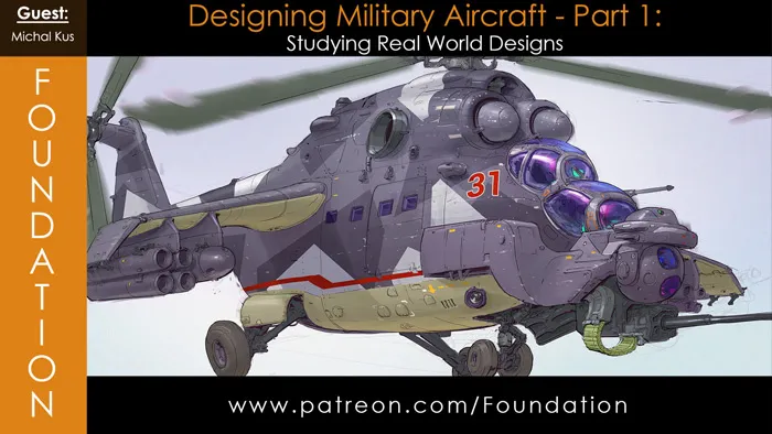 军用直升机数字绘画实例训练视频教程 Foundation Art Group - Designing Military Aircraft Part 1 with Michal Kus
