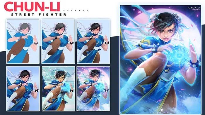 Rossdraws画师街霸春丽女性游戏角色数字绘画视频教程