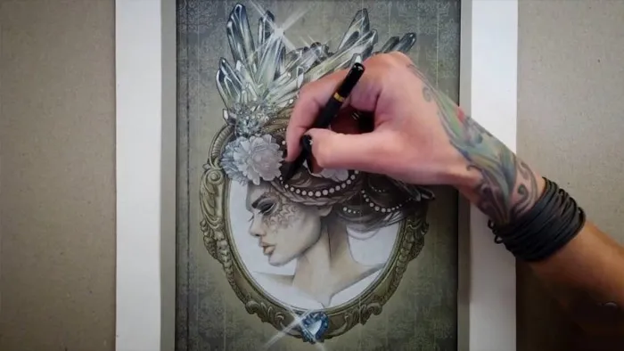 绘制个性怪异头发着色纹理造型技术插图传统绘画视频教程