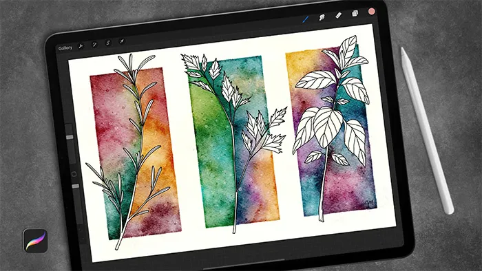 Procreate绘制水彩晕染效果负片高级技巧数字绘画视频教程