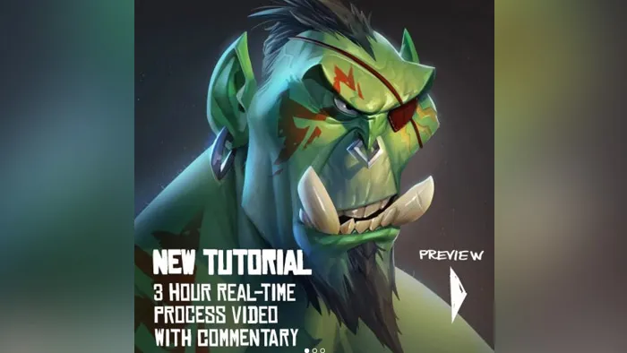 兽人角色肖像数字绘画实例训练视频教程 Orc Portrait by Max Grecke