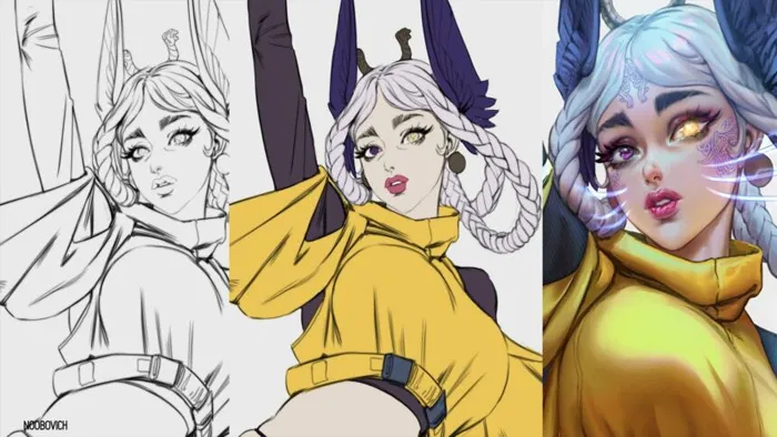 Lixin Yin画师概念艺术角色数字绘画视频教程 附笔刷 Anime – Character Design and Rendering