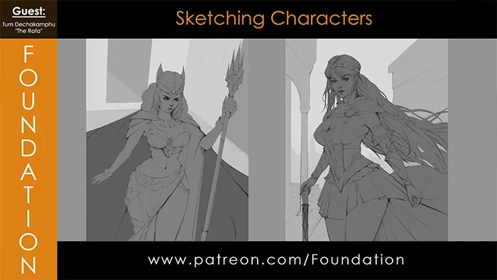 Tum Dechakamphu画师人物角色素描数字绘画视频教程 Foundation Art Group - Sketching Characters with Tum Dechakamphu