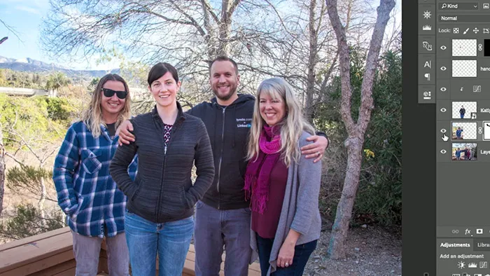 PS照片合影人物添加技术训练视频教程 Photoshop Compositing Project Adding a Person to a Group Photo