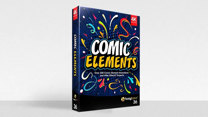 250种卡通漫画MG图形动画元素4K视频素材带透明通道与AE工程模板 BBV36 – Comic Elements