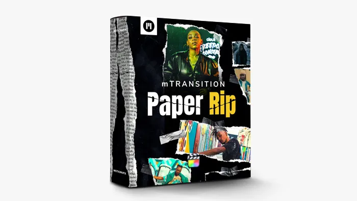 52种复古嘻哈杂志撕纸折痕拼贴效果风格化转场动画FCPX插件 MotionVFX – mTransition Paper Rip
