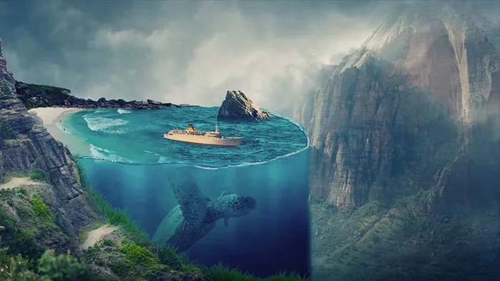 水下效果3D创造性艺术PS创意合成视频教程 附素材