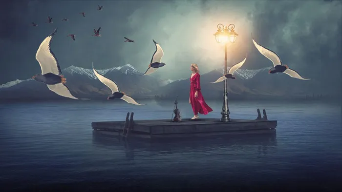 码头眺望创造性艺术PS创意人像合成视频教程 附素材