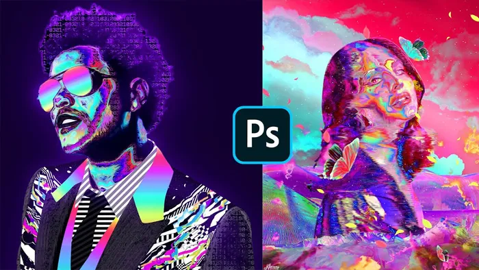 未来派复古抽象风格肖像设计视频教程 Retro Futuristic Style Portrait in Photoshop