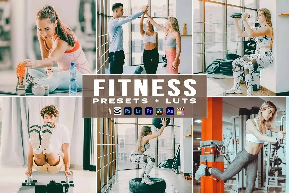 4款明亮健康日常健身运动照片摄影调色预设 Fitness Luts Video Premiere Pro