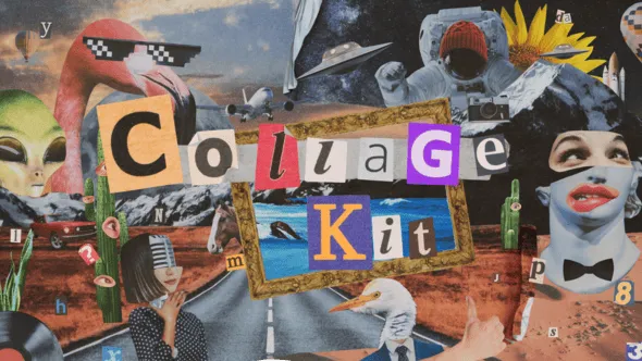 398个创意拼贴剪纸元素定格动画叠加AE脚本预设包 Collage Kit Constructor