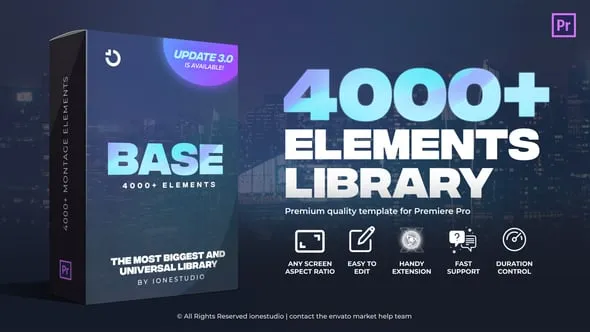 4000多预设效果转场过渡图形元素调色预设排版设计叠加特效视觉特效PR脚本预设包 BASE | Transitions and Motion Graphics for Premiere Pro