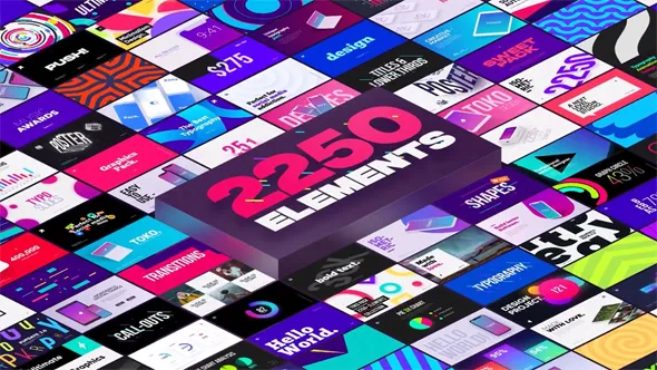 2250+创意视频排版介绍宣传包装文字标题字幕条Logo动画转场背景元素AE脚本/PR模板 Graphics Pack 4.2