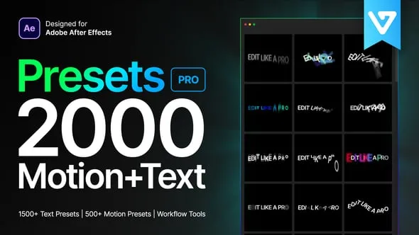 2000种图层LOGO物体运动文字标题淡入淡出动画AE脚本预设 Presets Pro