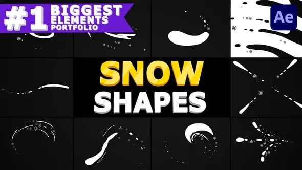 12个卡通雪形状包MG图形流体动画AE脚本预设包 Snow Shapes Pack | After Effects