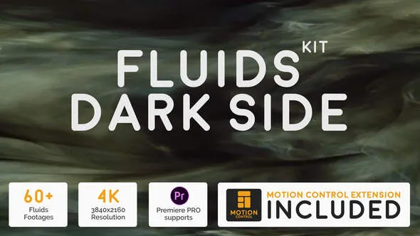 60个4K分辨率流体镜头特效视频素材AE脚本预设包 Fluids Dark Side Kit
