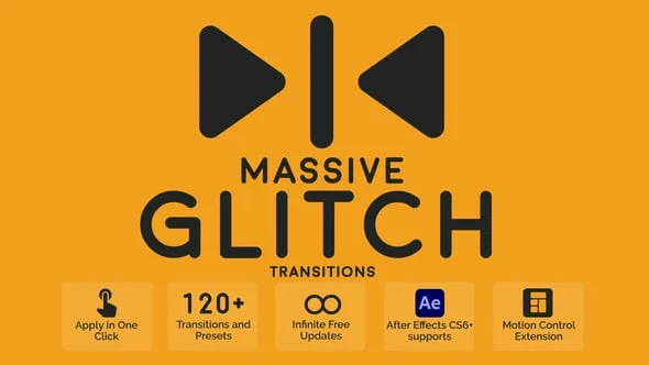 120种故障毛刺特效视频转场AE脚本预设包 Massive Glitch Transitions