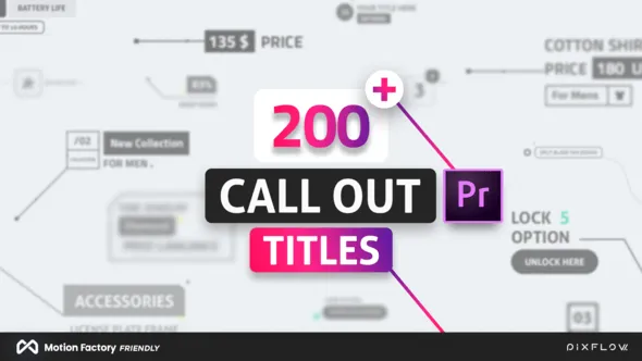 200种科技感线条呼出文字标题介绍动画PR脚本预设 Line Call Out Titles for Premiere Pro