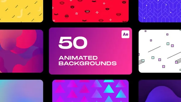 50种彩色渐变图形背景动画AE脚本 Animated Backgrounds for After Effects