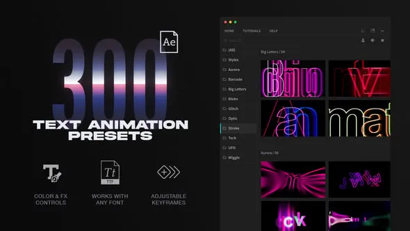 300款时尚动态文本标题动画AE脚本预设 Text Animations