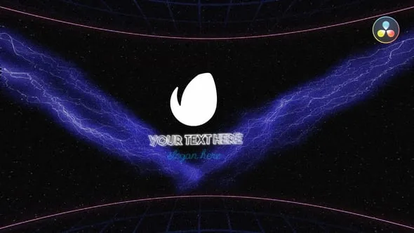 DR达芬奇模板-复古合成波霓虹灯数字标志动画 Retro VHS Logo Reveal