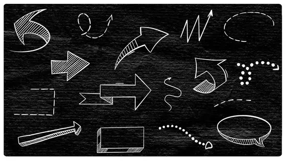 DR达芬奇模板-16种手绘线条指针方向引用焦点箭头元素 Elements Pack