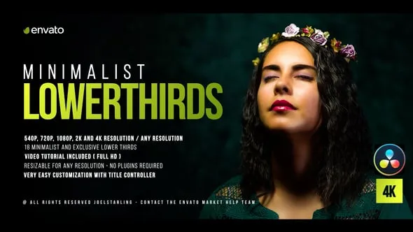 达芬奇模板-简洁下三分之一字幕条动画标题 Minimalistic Lower Thirds for Davinci Resolve