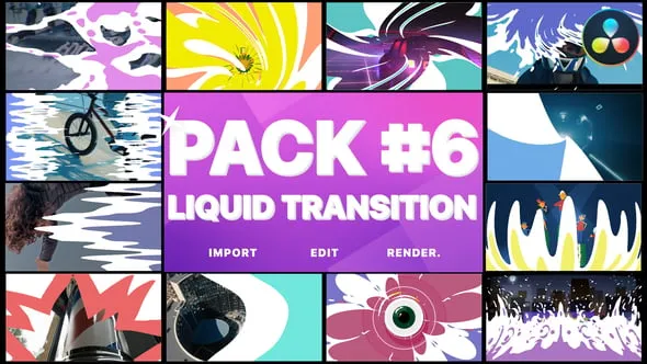 DR达芬奇模板-卡通液体飞溅过渡效果元素包工程文件下载 Liquid Transitions Pack 06 | DaVinci Resolve