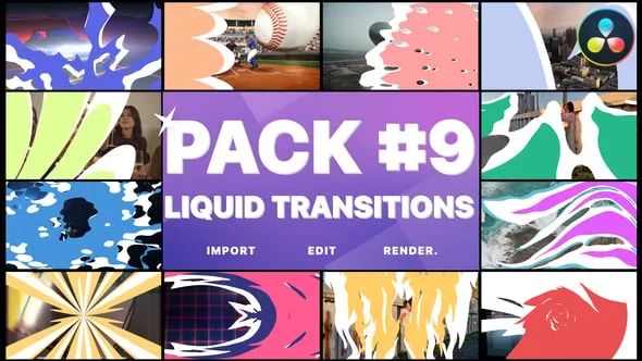 DR达芬奇模板-视频转场特效动画工程文件下载 Liquid Transitions Pack 09 | DaVinci Resolve