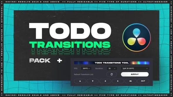 DR达芬奇模板-ToDo过渡10种独特类别的视频转场工程文件下载 ToDo Transitions | Transitions Pack for DaVinci Resolve