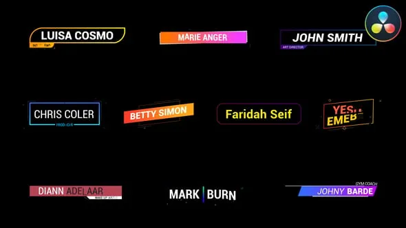 达芬奇模板-商务炫彩潮流时尚活动文本标题动画DaVinci Resolve模板下载 Gradient Lower Thirds for DaVinci Resolve