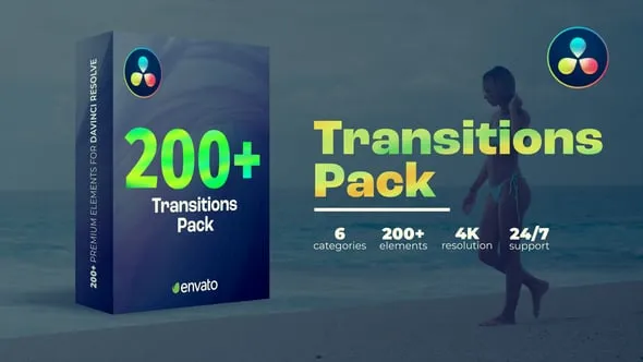 达芬奇模板-200种视频转场剪辑过渡效果预设DaVinci Resolve模板下载 Transitions | DaVinci Resolve