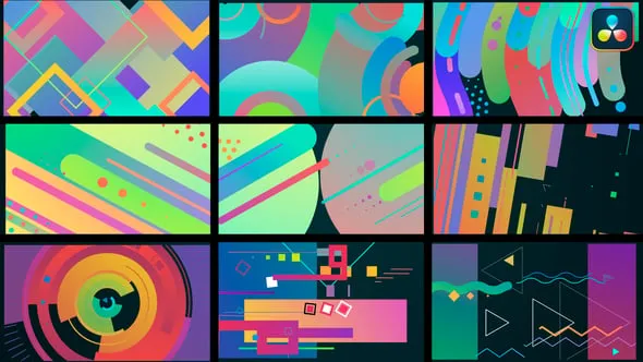 达芬奇模板-抽象渐变多彩动态图形过渡DaVinci Resolve模板下载 Colorful Shape Transitions #3